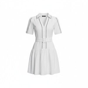 KARL LAGERFELD PARIS Women's Puff-Sleeve Belted A-Line Dress 8